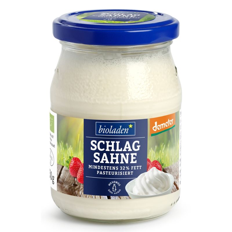 bioladen Schlagsahne im Glas, mindestens 32 % Fett, pasteurisiert, Demeter - Produktbild