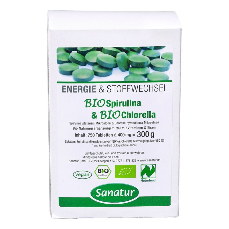 Sanatur BioSpirulina & BioChlorella 750 Tabletten, kbA - Produktbild