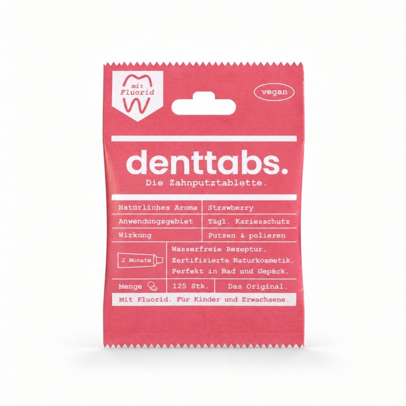 Denttabs Denttabs Zahnputztabletten Strawberry mit Fluorid - Produktbild