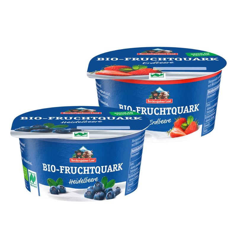 Berchtesgadener Land Bio Bio-Fruchtquark Erdbeere/Heidelbeere 20% Fett NL - Produktbild