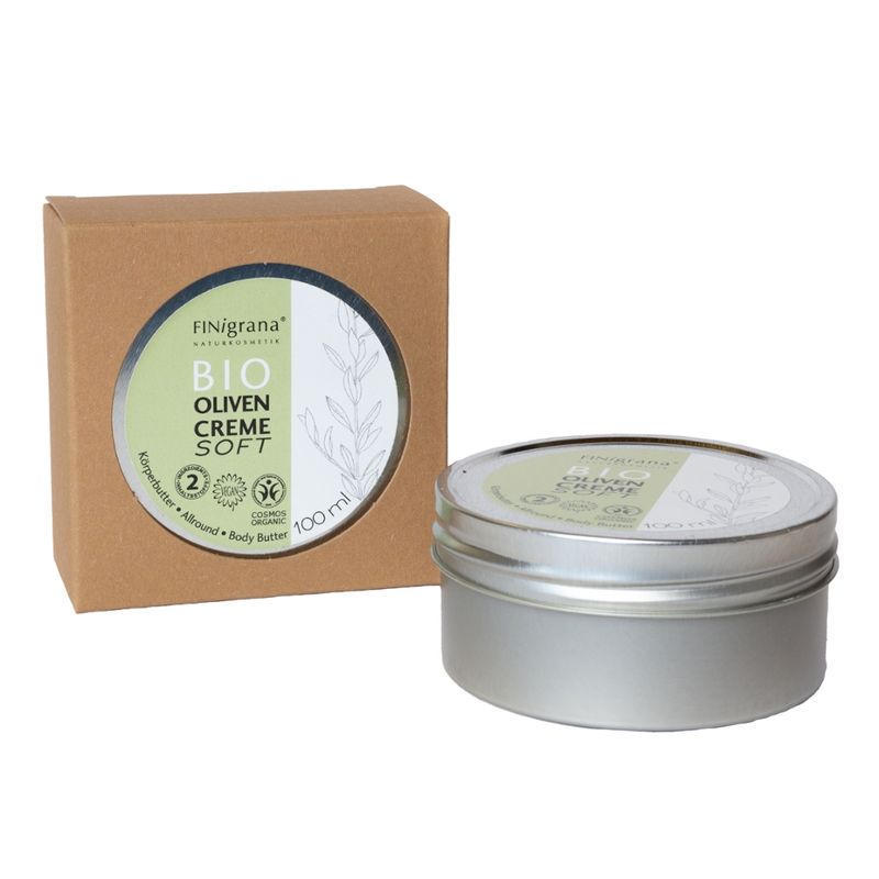FINigrana® Naturkosmetik FINigrana® Bio Oliven-Creme Soft (Basis Hautpflege / Basic Skin Care / Soins de Base de la Peau ) in Weißblechdose, 100ml mit Umkarton - Produktbild