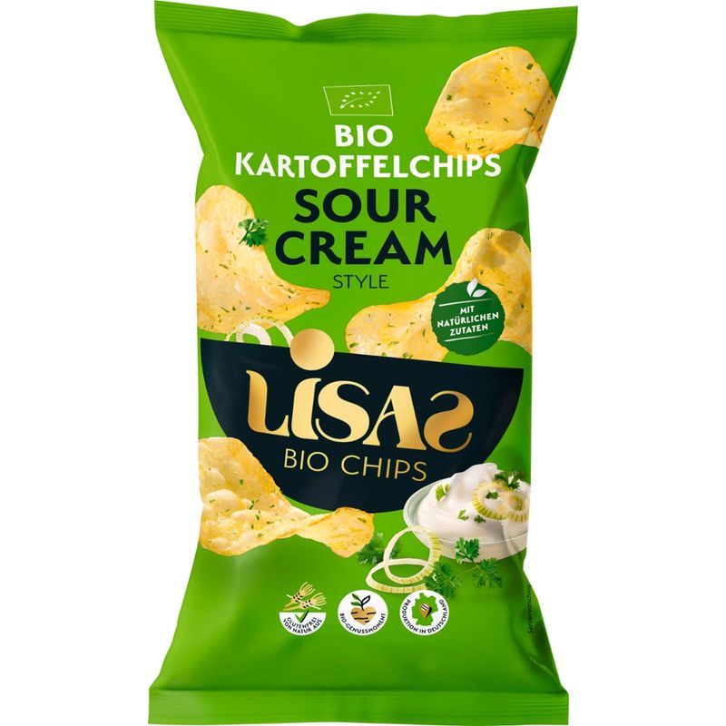 Lisas Bio Chips Lisas Bio Kartoffelchips Sour Cream Style 125g - Produktbild