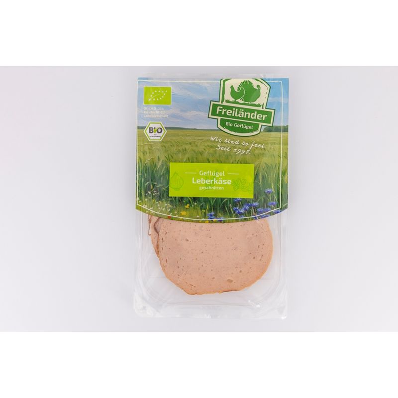 Freiländer Bio Geflügel Geflügel Leberkäse geschnitten 80 g MAP 3er Gebinde - Produktbild