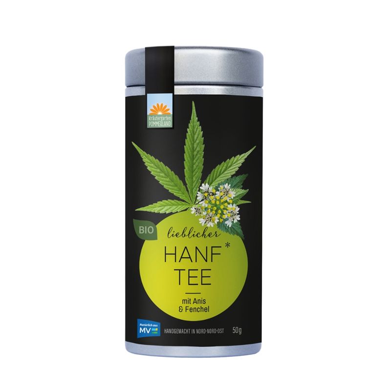 Kräutergarten Pommerland Lieblicher Hanftee, ausgleichende Bio-Kräuterteemischung in der Vorratsdose - Produktbild
