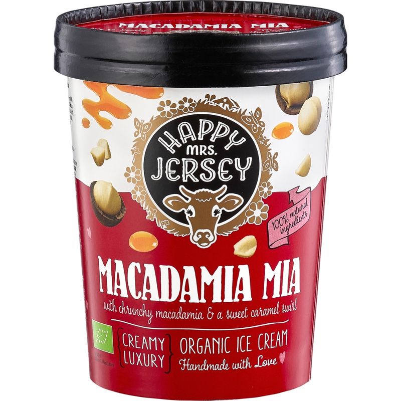 Happy Mrs Jersey Happy Mrs Jersey - BIO/Organic Ice Cream: Macadamia Caramel 500ml - Produktbild