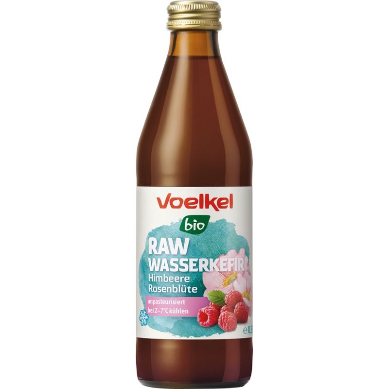 Voelkel RAW Wasserkefir Himbeere Rosenblüte, kühlpflichtig - Produktbild