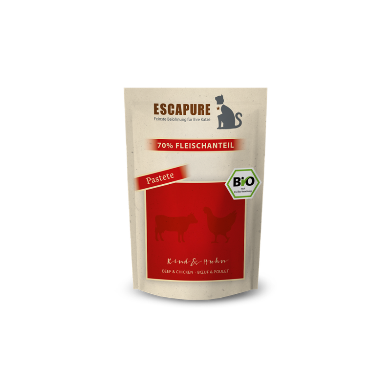 Escapure Katze Nassfutter Pouch BIO Rind & Huhn 100g - Produktbild