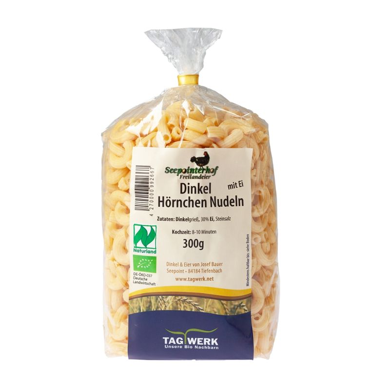 TAGWERK Dinkel Hörnchen Nudeln mit Ei Seepointerhof - Produktbild