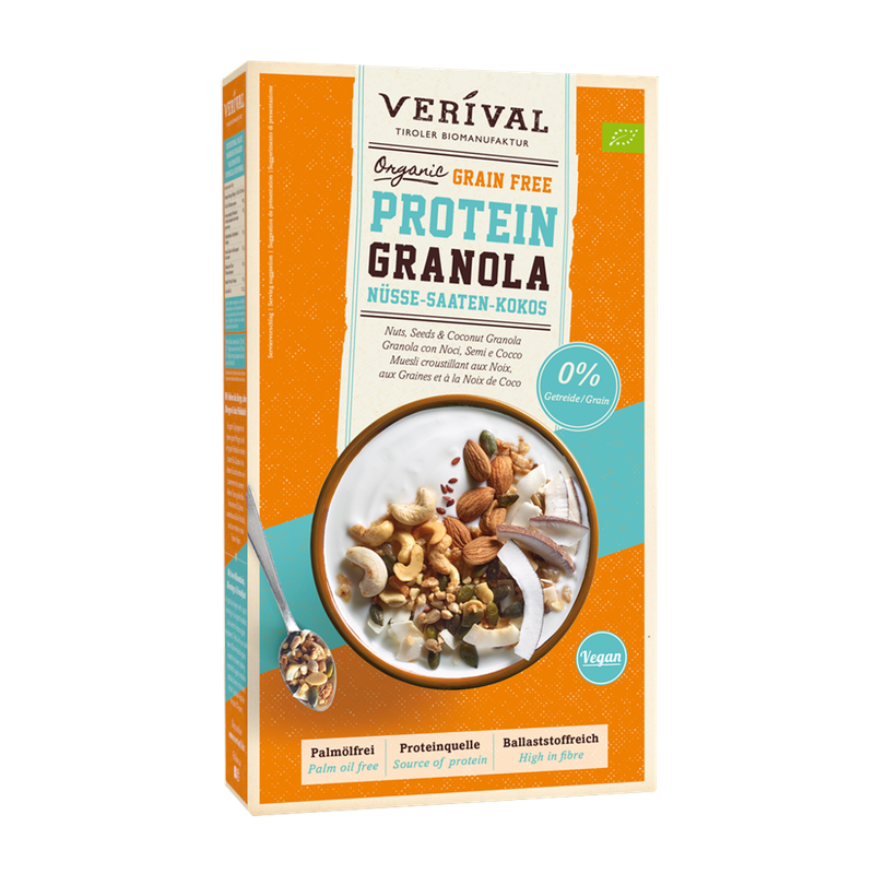 Verival Verival Bio Grain Free Protein Granola Nüsse-Saaten-Kokos - Produktbild