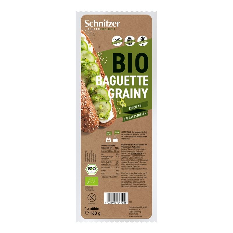 Schnitzer GLUTENFREIHEIT Bio Baguette Grainy, - Produktbild