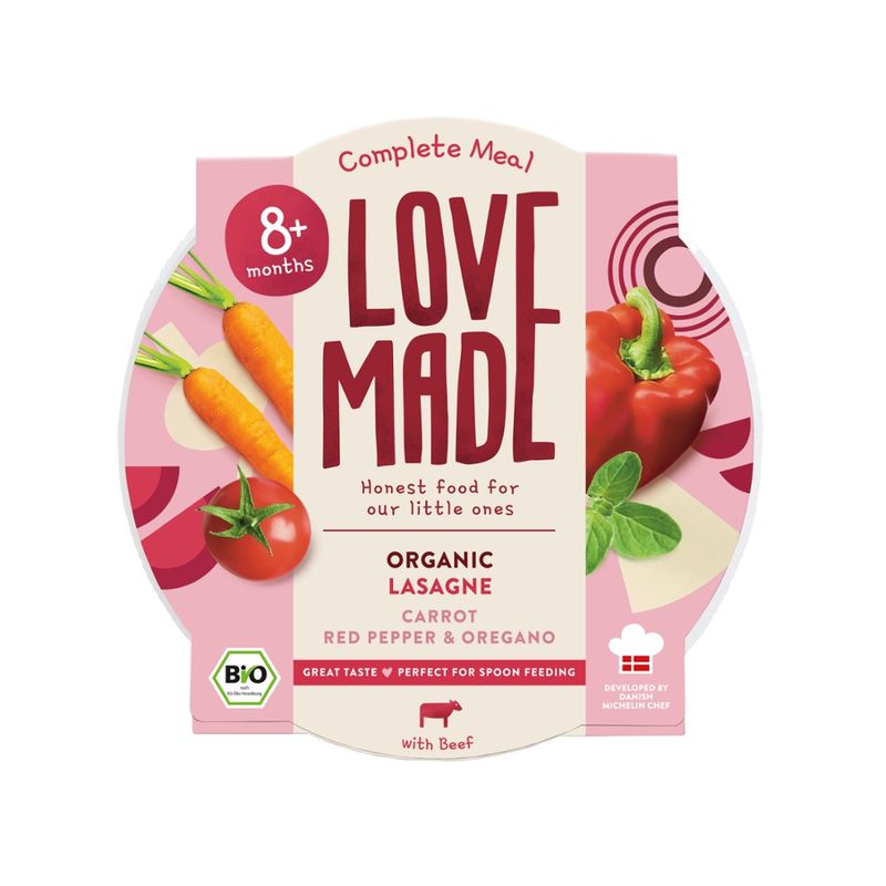 LoveMade Organics Bio Lasagne mit Karotten, Paprika und Oregano 8+ Monaten - Produktbild