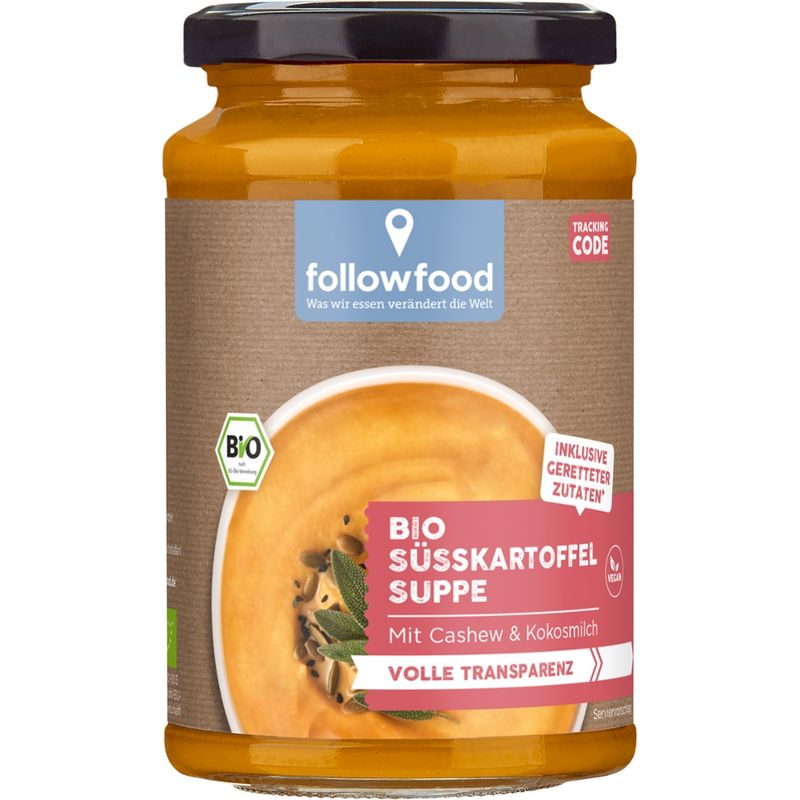 followfood Bio Süßkartoffelsuppe mit Cashewkernen und Kokosmilch vegan - Produktbild