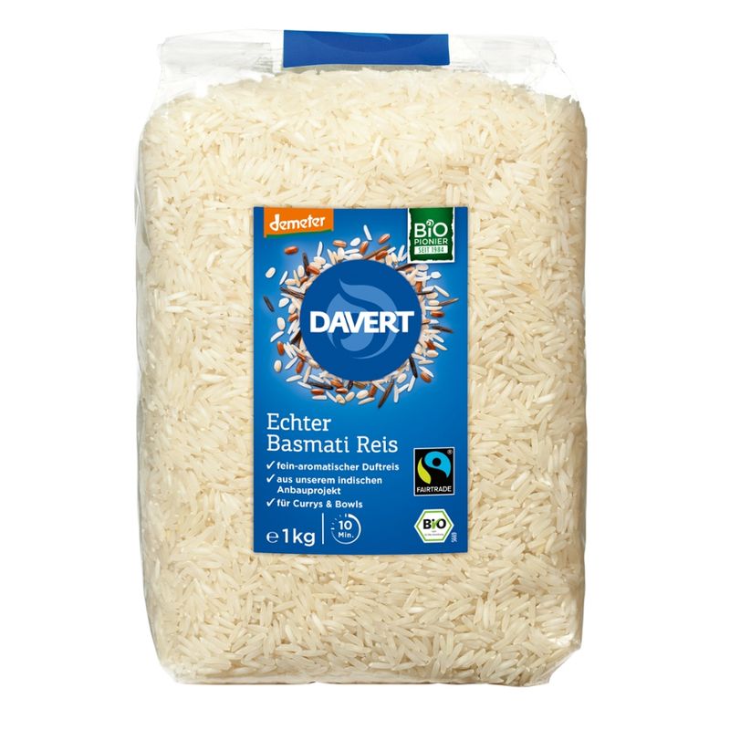 Davert demeter Echter Basmati Reis weiß Fairtrade 1kg - Produktbild