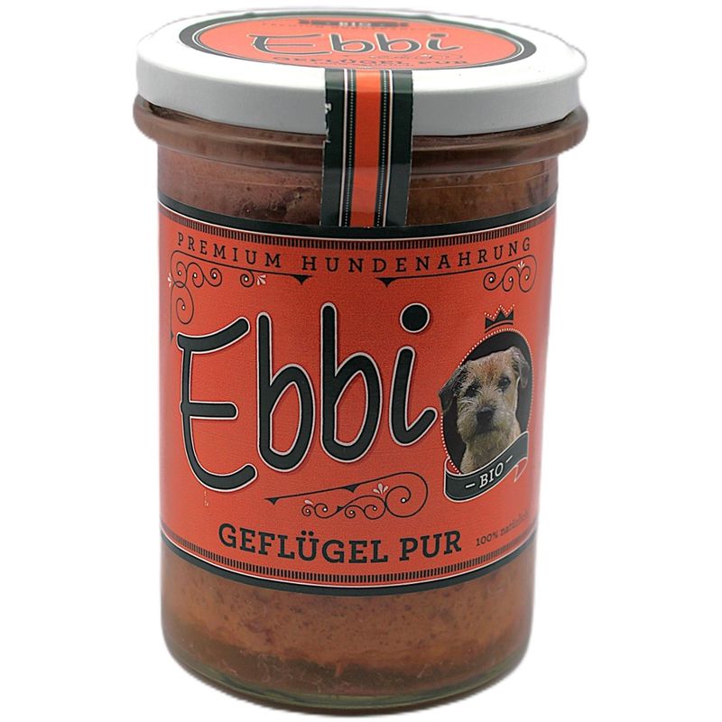 Wuff & Mau Heimtiernahrung  Ebbi Bio Geflügel Pur Hundefutter im Glas - Produktbild