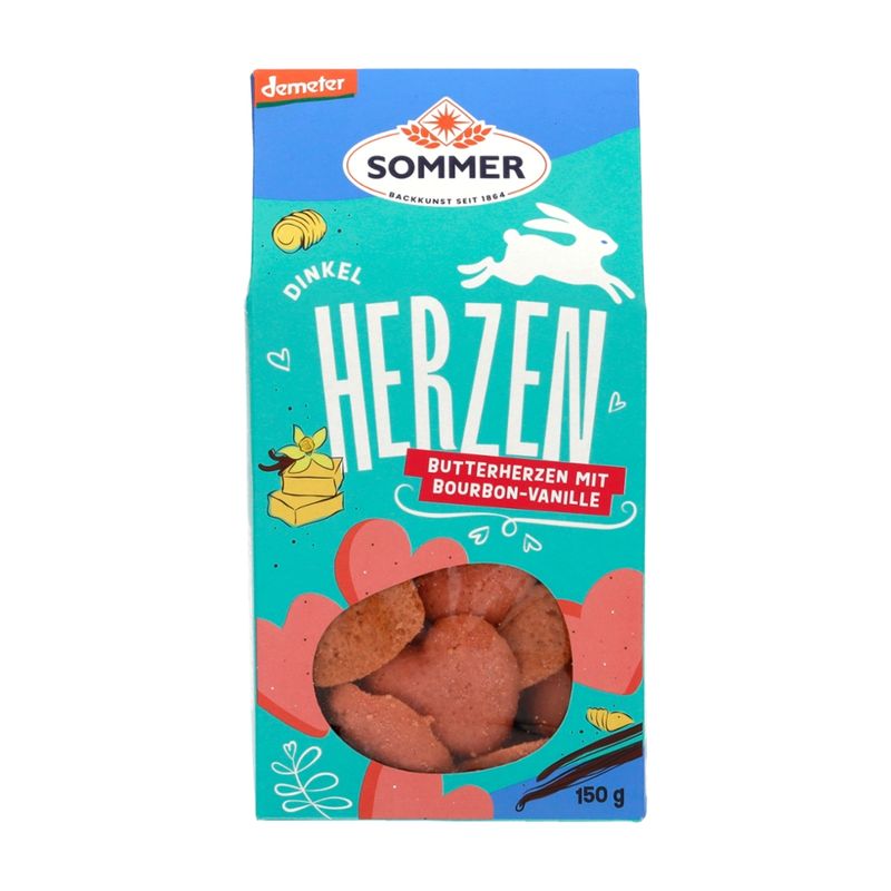 SOMMER BACKKUNST SEIT 1864 Demeter Dinkel Herzen Butterherzen mit Bourbon-Vanille Ostern - Produktbild