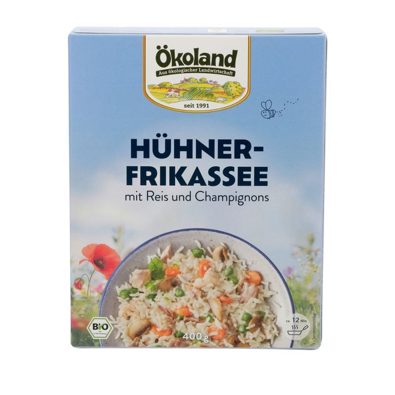 ÖKOLAND Hühnerfrikassee mit Reis und Champignons - Produktbild