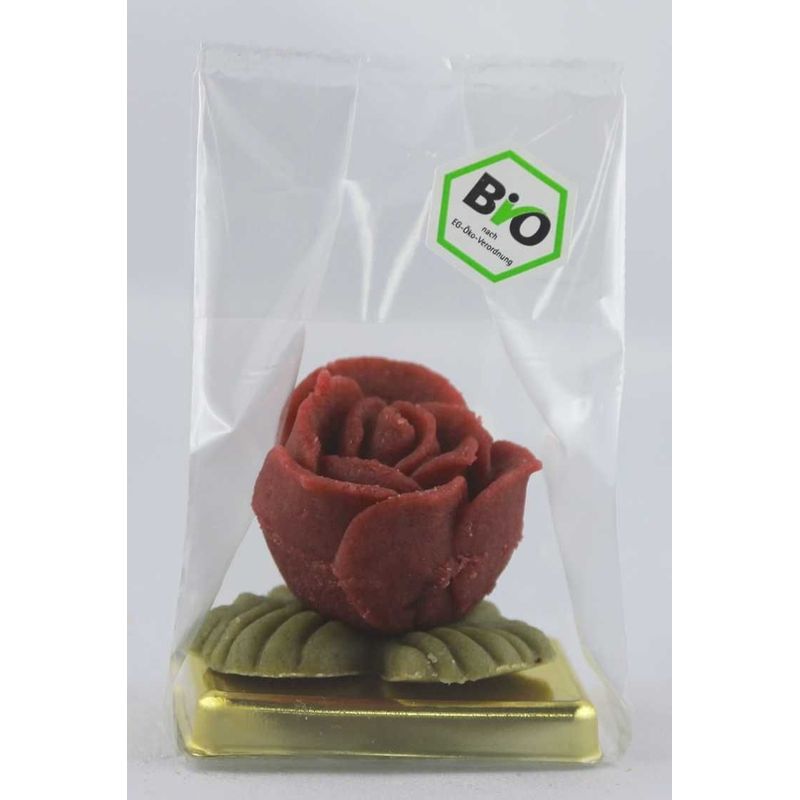 Funsch Marzipan BIO Baccararose auf Blatt - Produktbild