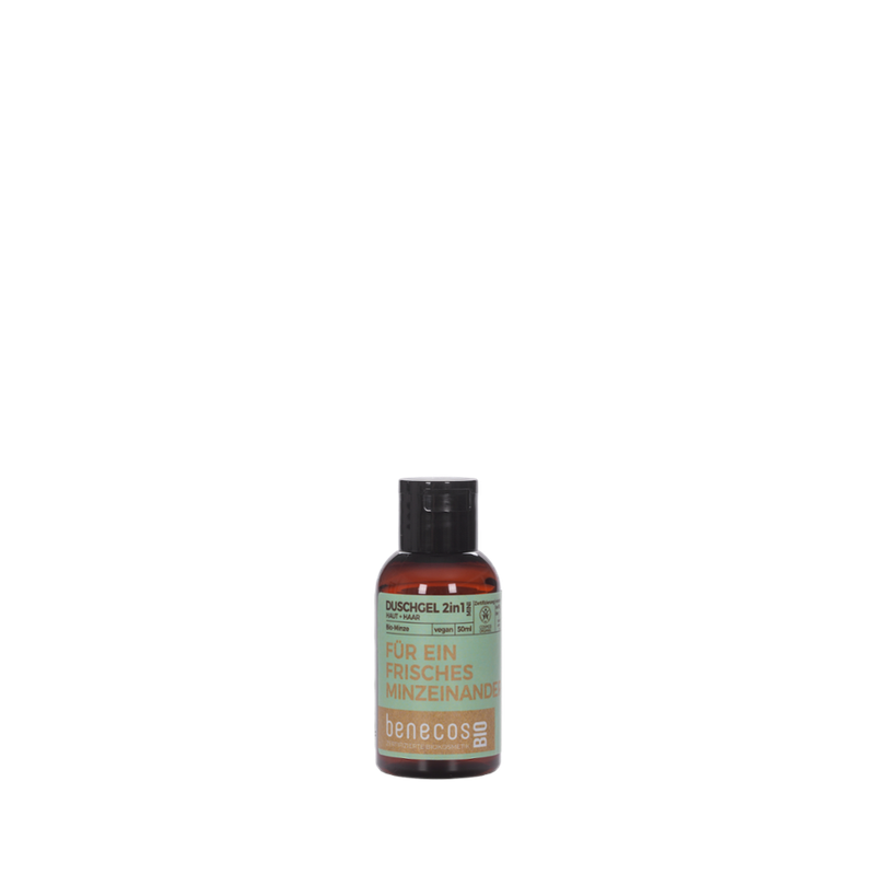 benecos benecosBIO Mini Duschgel 2in1 BIO-Minze Haut & Haar - FÜR EIN FRISCHES MINZEINANDER - Produktbild