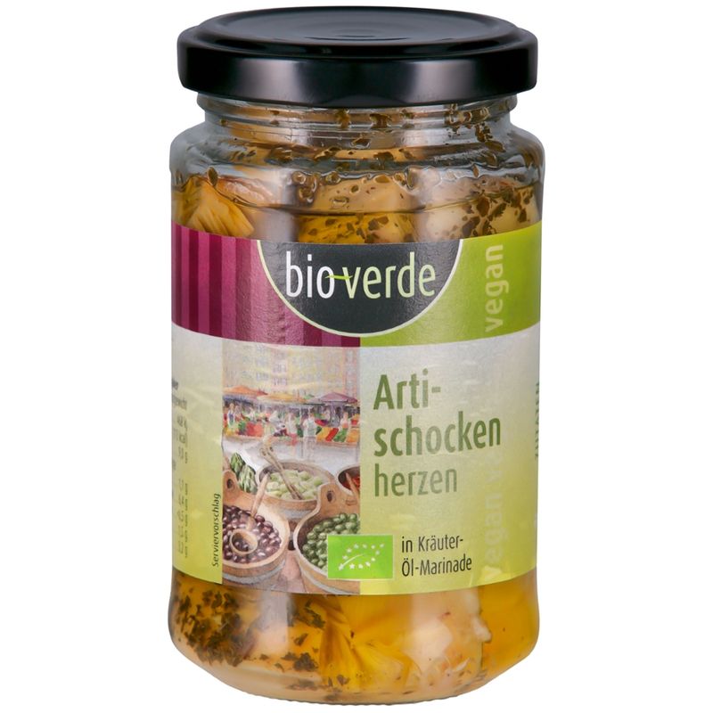 bio-verde Artischockenherzen mit frischen Kräutern in Öl-Marinade 200 g - Produktbild