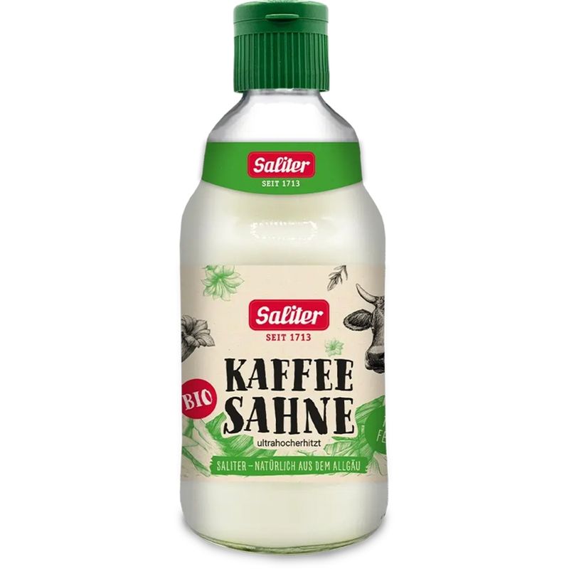 SALITER Bio-Kaffeesahne 10 % Fett 395 g Einweg-Glasflasche - Produktbild