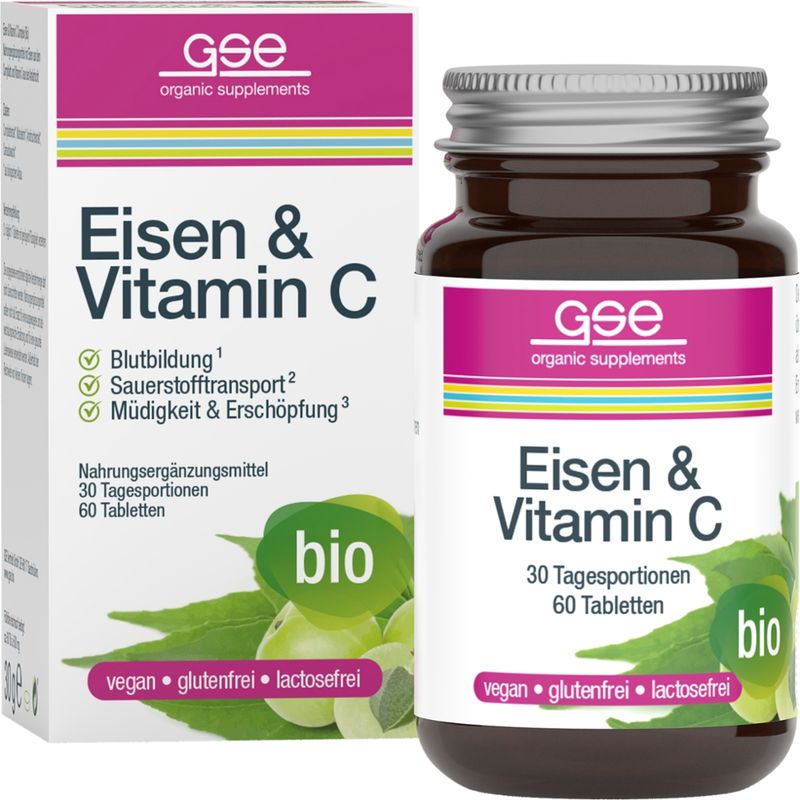 GSE  Eisen & Vitamin C Complex (Bio), 60 Tabletten à 500 mg - Produktbild
