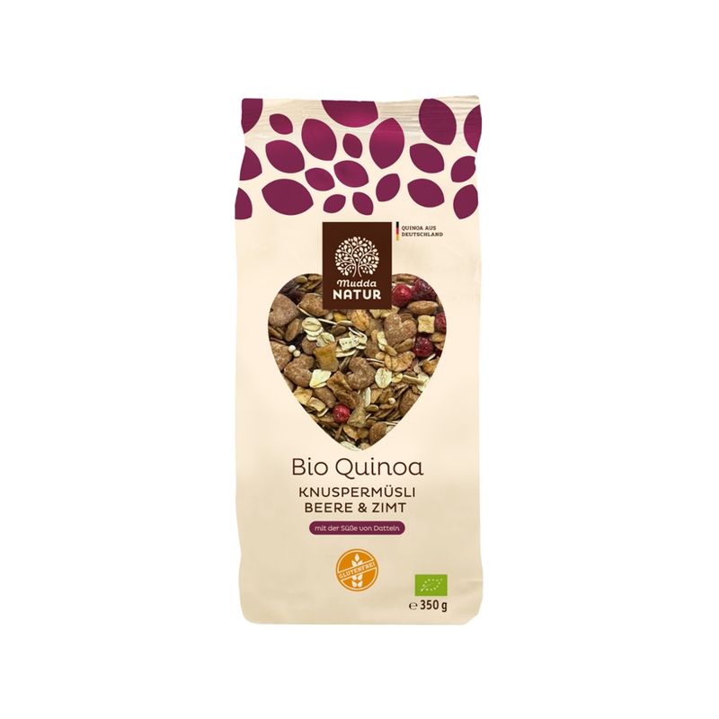 Mudda Natur Mudda Natur Bio Quinoa Knuspermüsli Beere & Zimt, 350 g - Produktbild