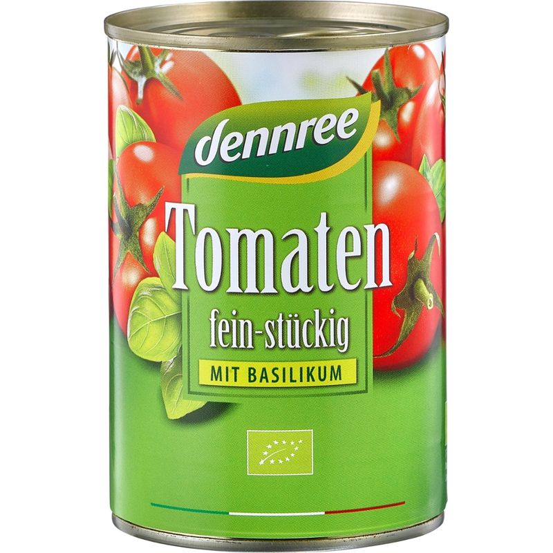 dennree Tomaten fein-stückig mit Basilikum - Produktbild