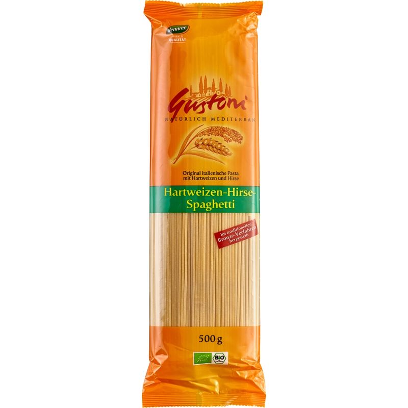 Gustoni Hartweizen-Hirse-Spaghetti, Original italienische Pasta mit Hartweizen und Hirse - Produktbild