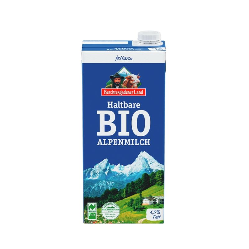 Berchtesgadener Land Bio Haltbare Bio-Alpenmilch 1,5% Fett NL-Fair - Produktbild