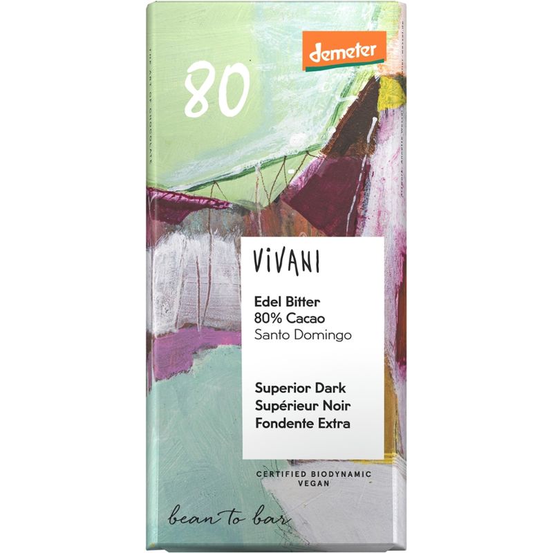Vivani Edel Bitter Schokolade 80 % Cacao Santo Domingo - Produktbild