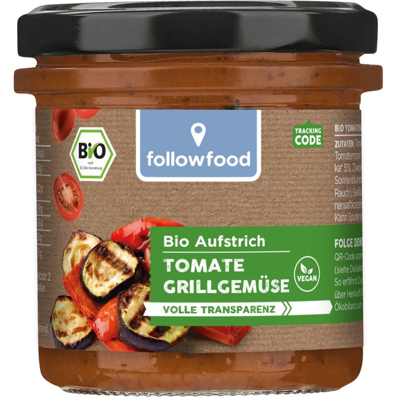 followfood Bio Tomatenaufstrich mit Grillgemüse vegan - Produktbild