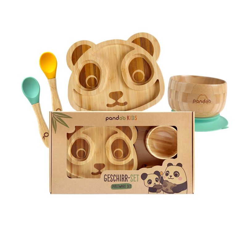 pandoo pandoo Kindergeschirr-Set (1 Teller, 1 Schüssel, 2 Löffel) - Produktbild