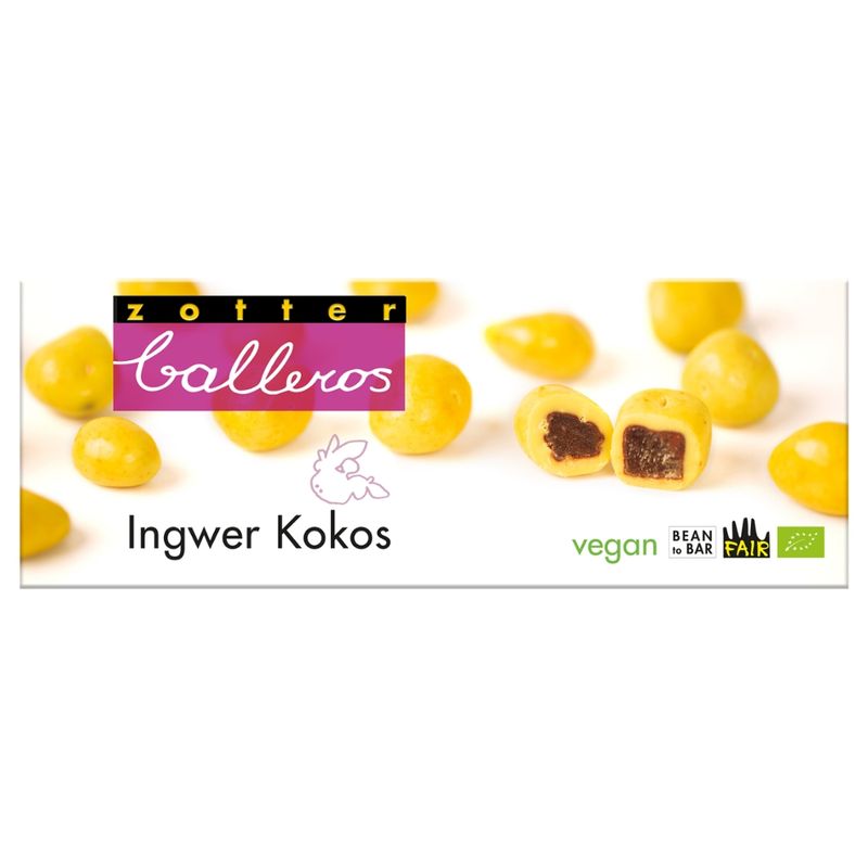 Zotter Schokolade Balleros "Ingwer in Kokos" - Produktbild