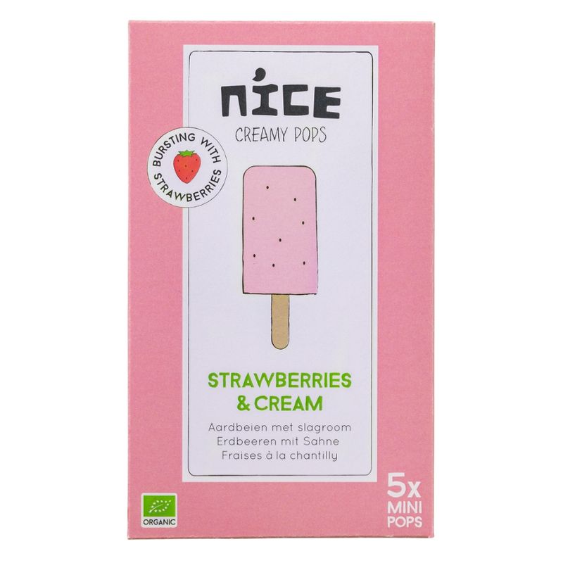 NICE NICE Creamy Pops Multipack Erdbeere mit Sahne am Stiel BIO - Produktbild
