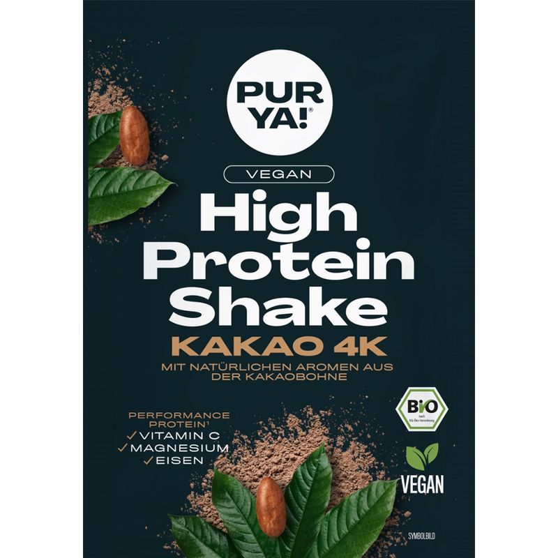 PURYA! High Protein Shake, Kakao 4K, BIO, 30g - Produktbild