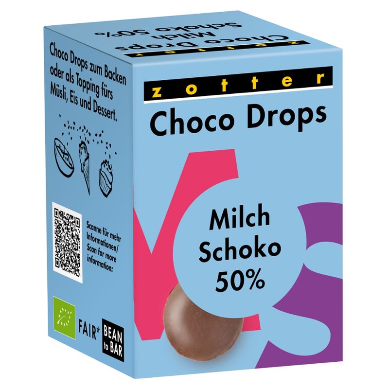 Zotter Schokolade Choco Drops-Milchschoko 50% - Produktbild