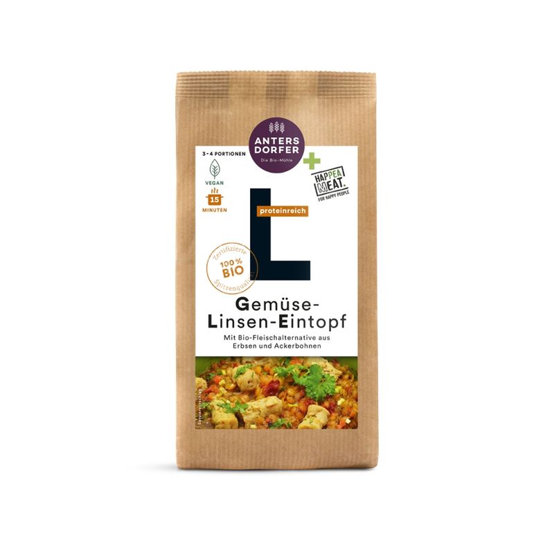 Antersdorfer - Die Bio-Mühle Bio Gemüse-Linsen-Eintopf mit Bio-Fleischalternative aus Erbsen und Ackerbohnen - Produktbild