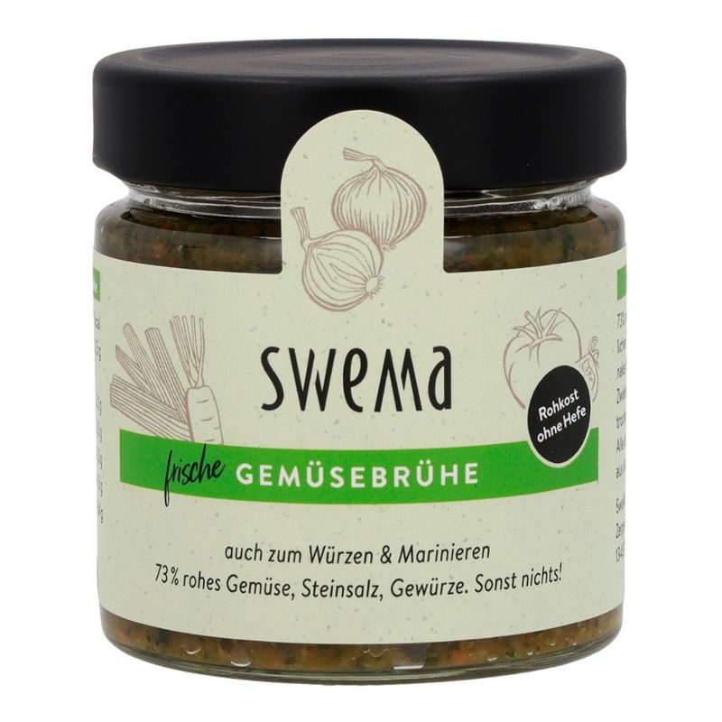 SweMa Frische Gemüsebrühe klassisch, 210g Glas für 8 Liter, 73% rohes Gemüse, Steinsalz, Gewürze. Sonst nichts! - Produktbild