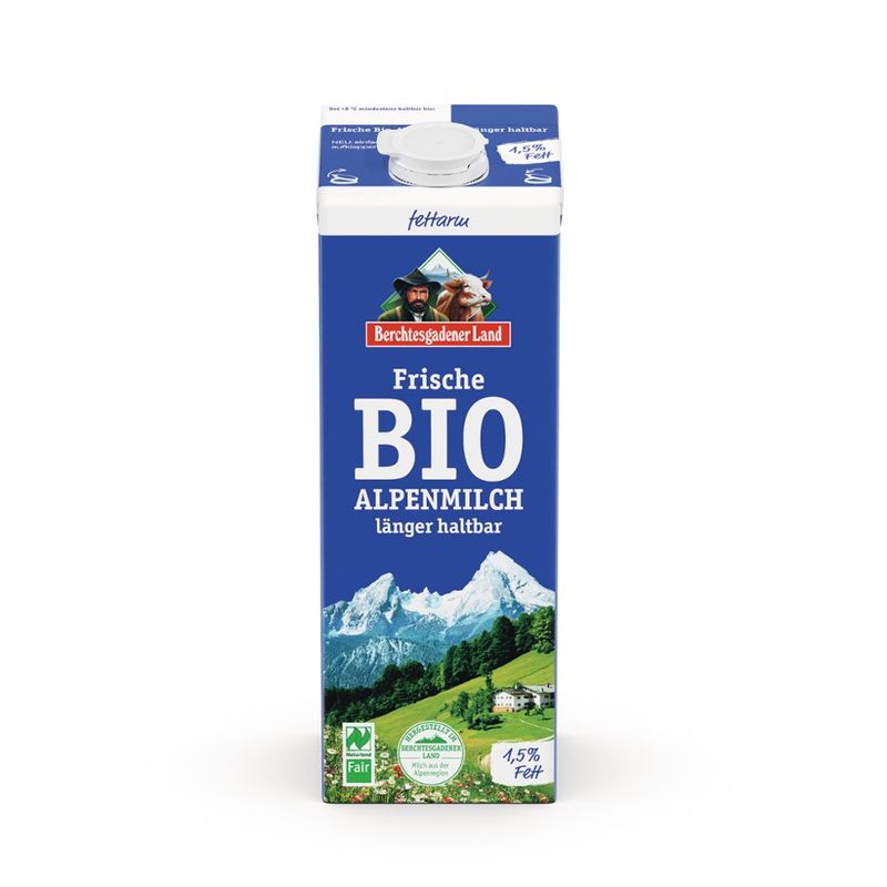 Berchtesgadener Land Bio Frische Bio-Alpenmilch ESL 1,5% Fett NL-Fair - Produktbild