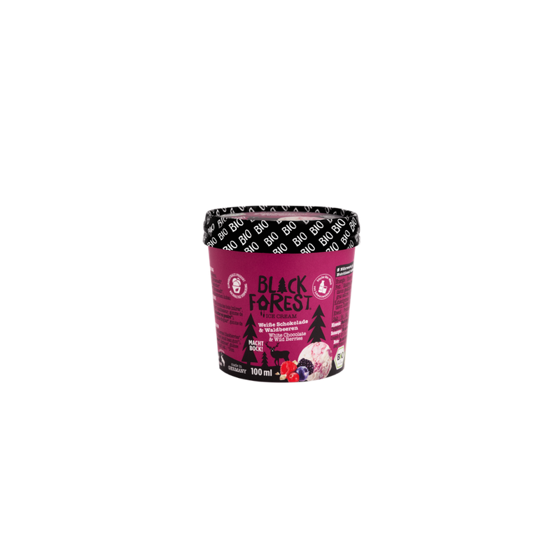 BLACK FOREST ICE CREAM  BLACK FOREST ICE CREAM Bio Weise Schokolade mit Waldbeeren Milcheis 100ml Becher - Produktbild