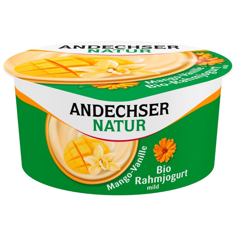 Andechser Natur Bio Rahmjogurt mild Mango-Vanille 10% - Produktbild