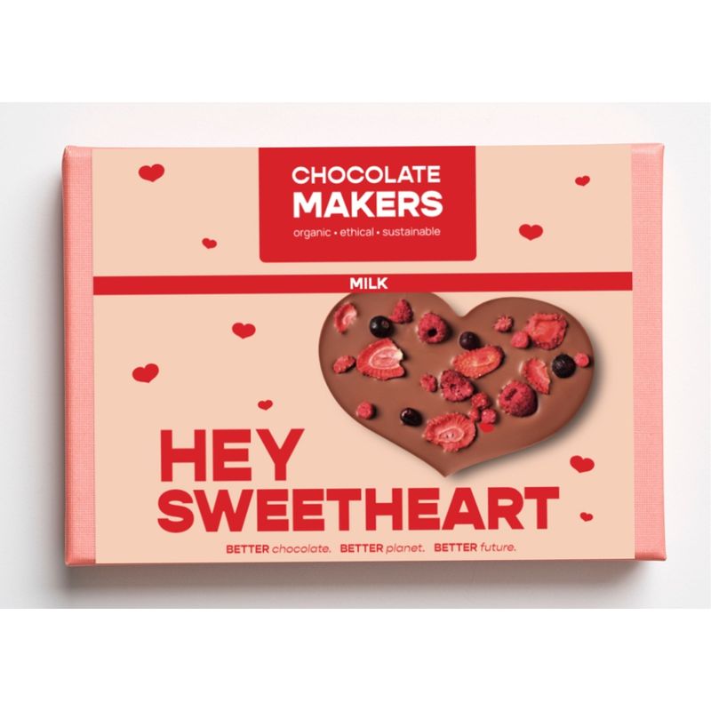 Chocolatemakers Kolumbien Hey Sweetheart Herz Milch 49% mit Waldfrüchten - Produktbild
