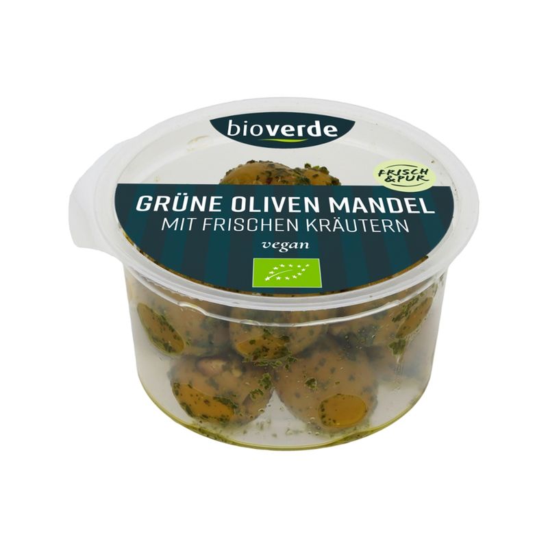 bio-verde Prepack Grüne Oliven mit Mandeln mariniert mit frischen Kräutern 125 g - Produktbild
