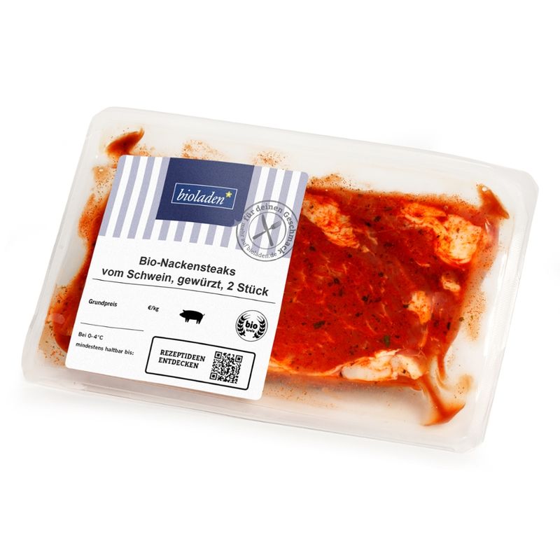bioladen Nackensteak vom Schwein, gewürzt, 2 Stück - Produktbild