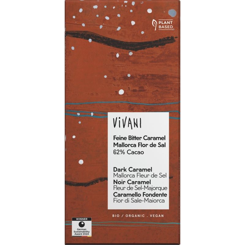 Vivani Feine Bitter Caramel Mallorca Flor de Sal 62% Cacao - Produktbild