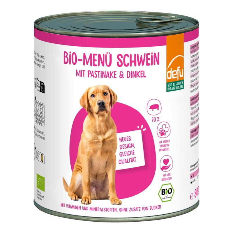 defu - Das Tierfutter vom Bio-Bauern Hund Bio-Menü Schwein mit Pastinake & Dinkel - Produktbild