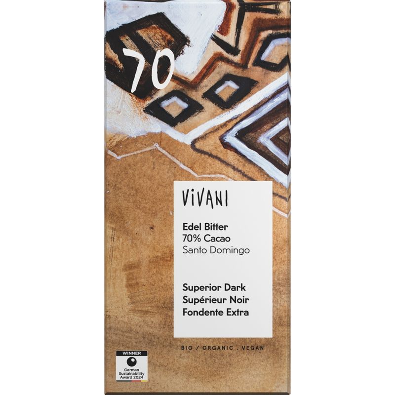 Vivani Edel Bitter Schokolade 70% Cacao Santo Domingo - Produktbild