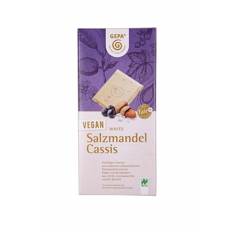 GEPA - The Fair Trade Company Bio Vegan White Salzmandel Cassis Kakaobutterzubereitung - Produktbild