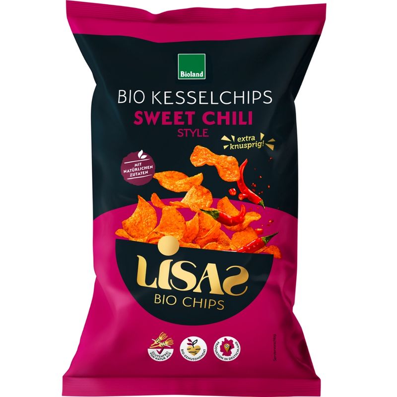 Lisas Bio Chips Lisas Bio Kesselchips Sweet Chili Style 115g - Produktbild
