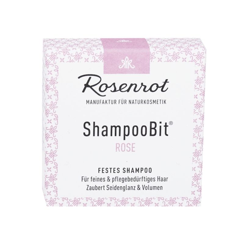 Rosenrot Naturkosmetik festes ShampooBit® Rose - 55g - in Schachtel - Sehr edles, luxuriöses festes Shampoo Rose das besonders für normales, eher trockenes und feines Haar geeignet ist. - Produktbild